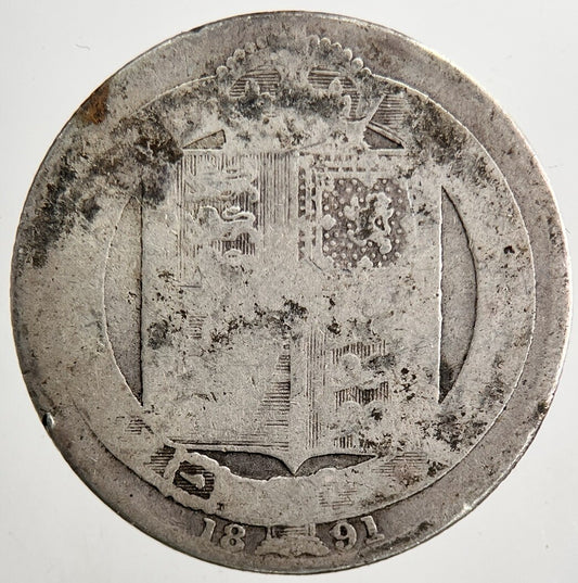 1891 Victoria Shilling Silver Coin | Fair Grade | a5504
