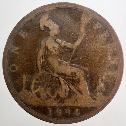 1894 Victoria One Penny Coin | Fair Grade | a5027