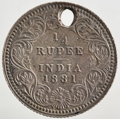1881 India 1/4 Quarter Rupee Silver Coin | Very High Grade | a5374