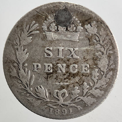 1891 Victoria Sixpence Silver Coin | Fair Grade | a5355