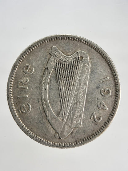 1942 Irish Bull 1 One Shilling Silver Coin | Fine Collectable Grade | a1858