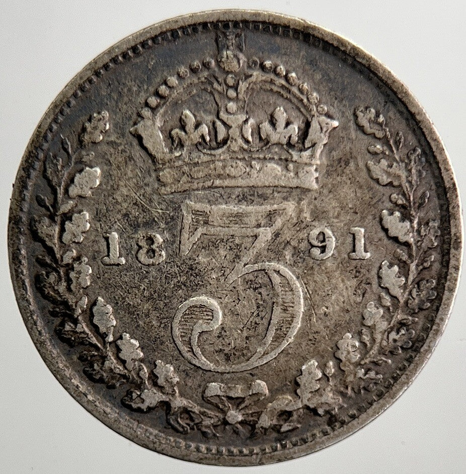 1891 Victoria Threepence Silver Coin | Fine Collectable Grade | a5505