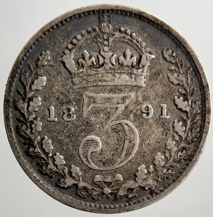 1891 Victoria Threepence Silver Coin | Fine Collectable Grade | a5505