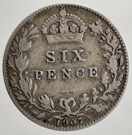 1907 Edward VII Sixpence Silver Coin | Fine Collectable Grade | a5012