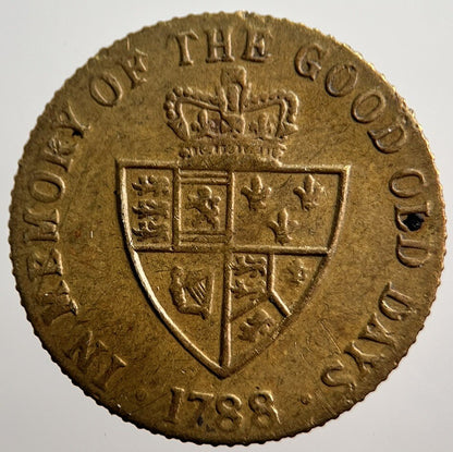 1788 George III British Good Old Days Gaming Token | Very High Grade | a328