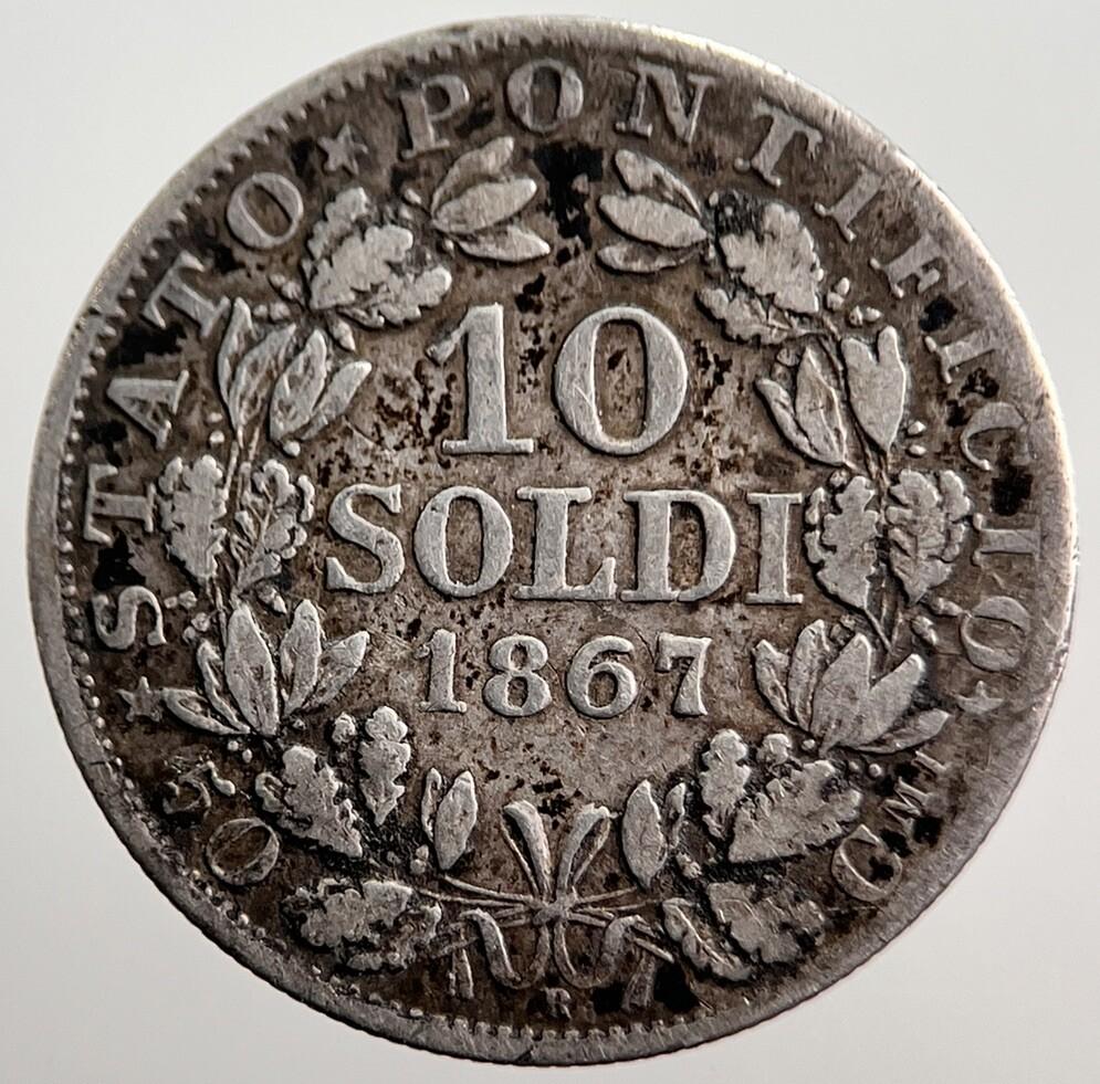 1867 10 Soldi Vatican Pope Italy Silver Coin | Collectable Grade | a3446