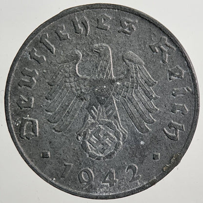 1942-B Germany Nazi 1 Pfennig Coin | Very High Grade | a3910