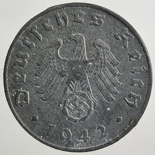 1942-B Germany Nazi 1 Pfennig Coin | Very High Grade | a3910