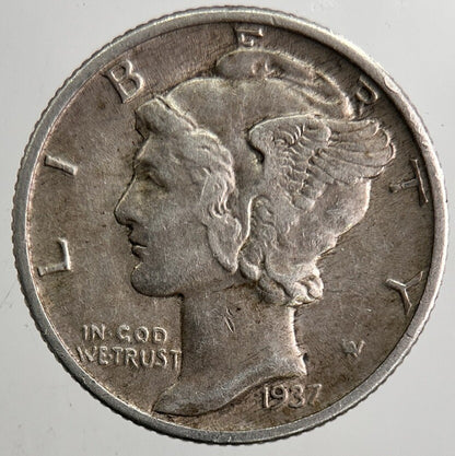 1937 US USA Mercury Dime Silver Coin | Fine Collectable Grade | a5503