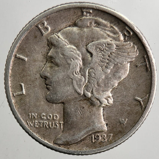 1937 US USA Mercury Dime Silver Coin | Fine Collectable Grade | a5503