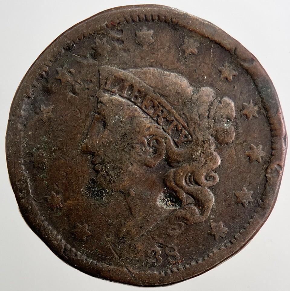 1838 US USA Large 1 One Cent Coin | Collectable Grade | a5030