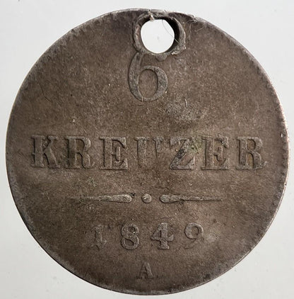 1849 Austria 6 Kreuzer Silver Coin | Collectable Grade | a5373