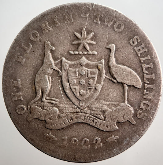1922 Australia Florin Two Shillings Silver Coin | Collectable Grade | a2951