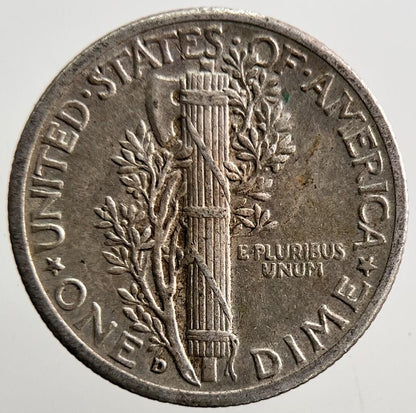 1942-D US USA Mercury Dime Silver Coin | Fine Collectable Grade | a3670