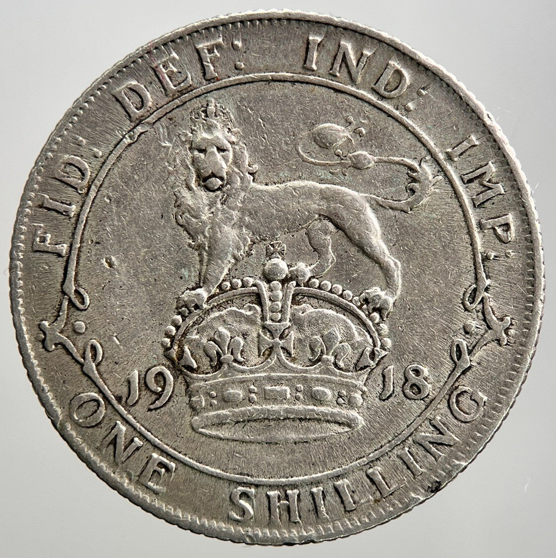 1918 George V Shilling British Silver Coin | Fine Collectable Grade | a2075