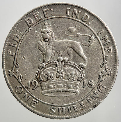 1918 George V Shilling British Silver Coin | Fine Collectable Grade | a2075