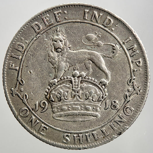 1918 George V Shilling British Silver Coin | Fine Collectable Grade | a2075