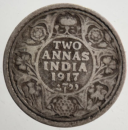 1917 India 2 Two Anna Silver Coin | Collectable Grade | a5430