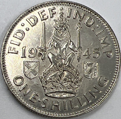 1945 Shilling | British Silver Coin | King George VI | Extra Fine Grade | a371