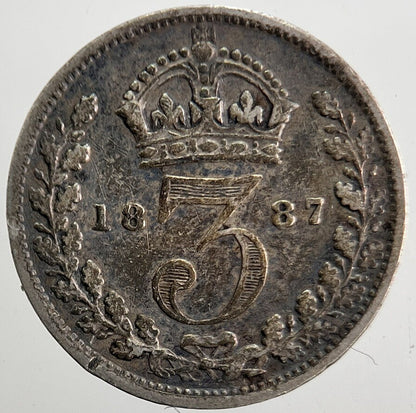 1887 Victoria Threepence Silver Coin | Fine Collectable Grade | a5357