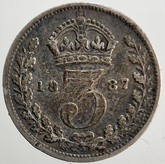 1887 Victoria Threepence Silver Coin | Fine Collectable Grade | a5357