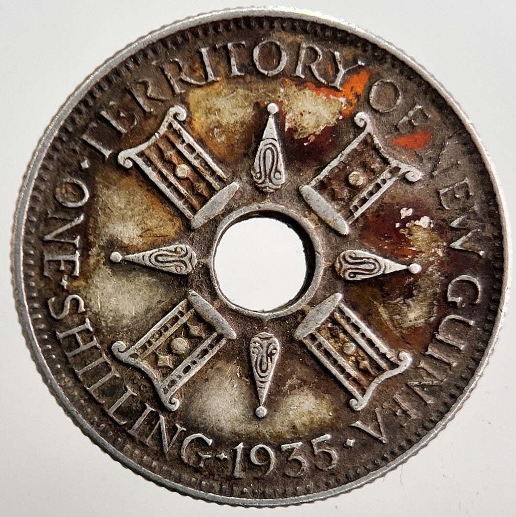 1935 British New Guinea Shilling Silver Coin | Fine Collectable Grade | a5360
