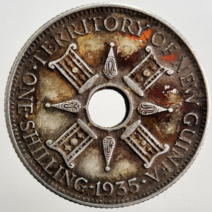 1935 British New Guinea Shilling Silver Coin | Fine Collectable Grade | a5360
