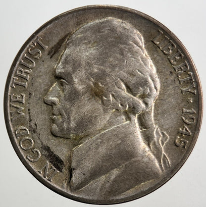 1945-P US USA War Nickel Silver Coin | Fine Collectable Grade | a5359