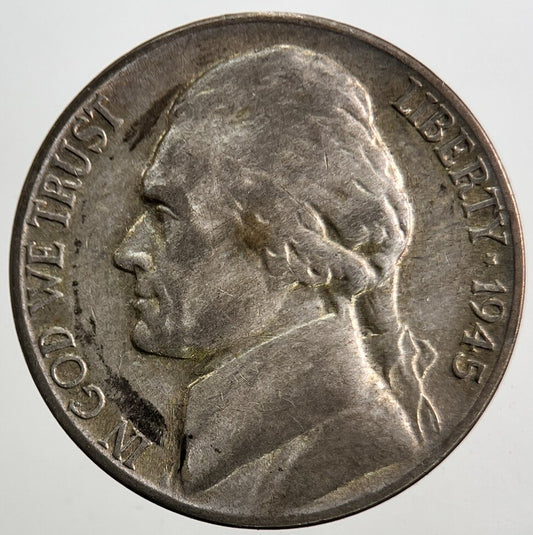 1945-P US USA War Nickel Silver Coin | Fine Collectable Grade | a5359