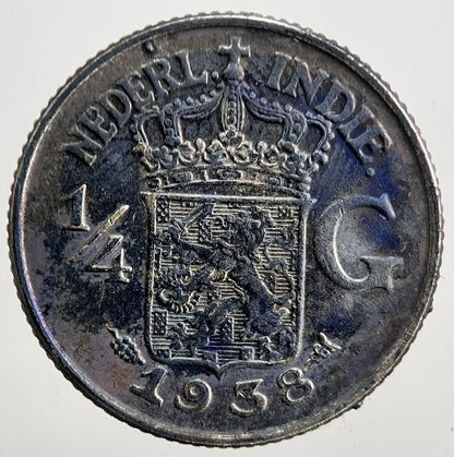 1938 Netherlands East Indies 1/4 Gulden Coin | Very High Grade | a5376