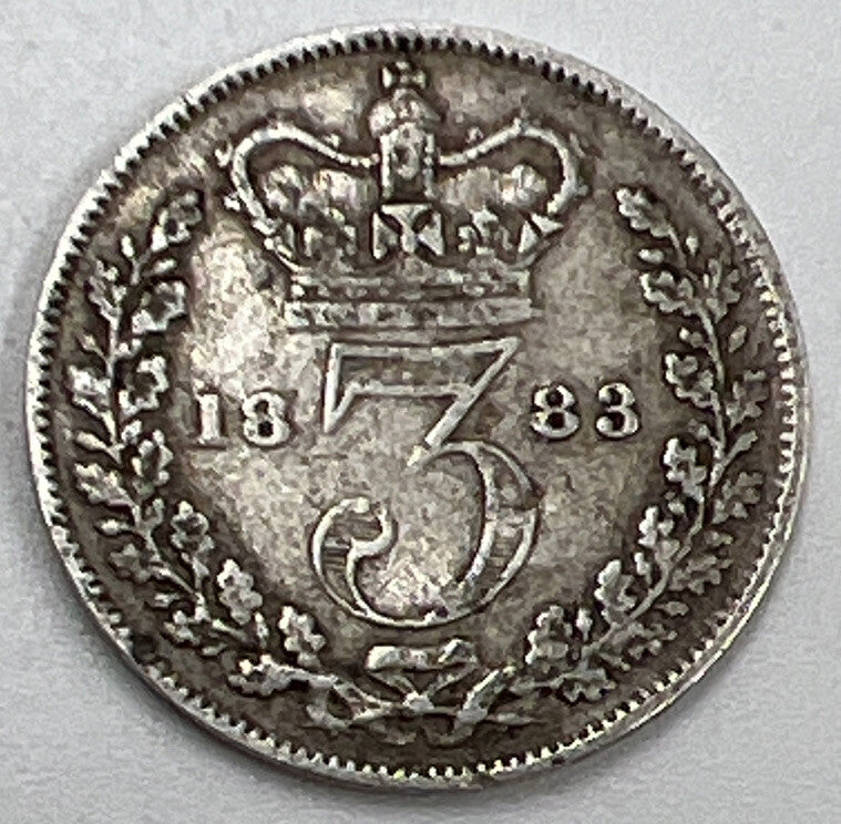 1883 Threepence | British Silver Coin | Queen Victoria | Collectable Grade a545