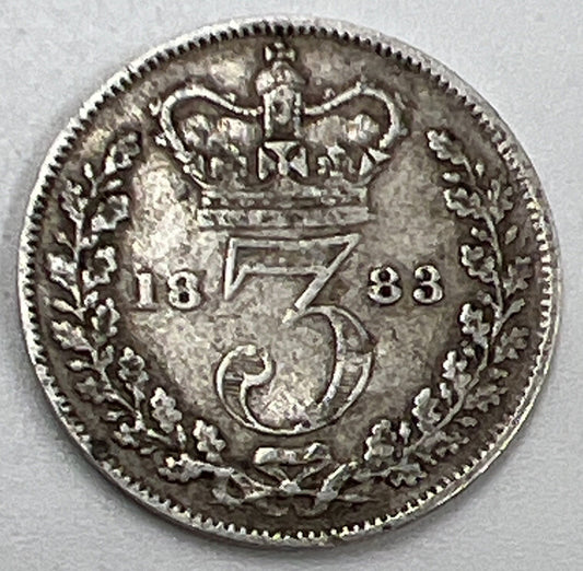 1883 Threepence | British Silver Coin | Queen Victoria | Collectable Grade a545
