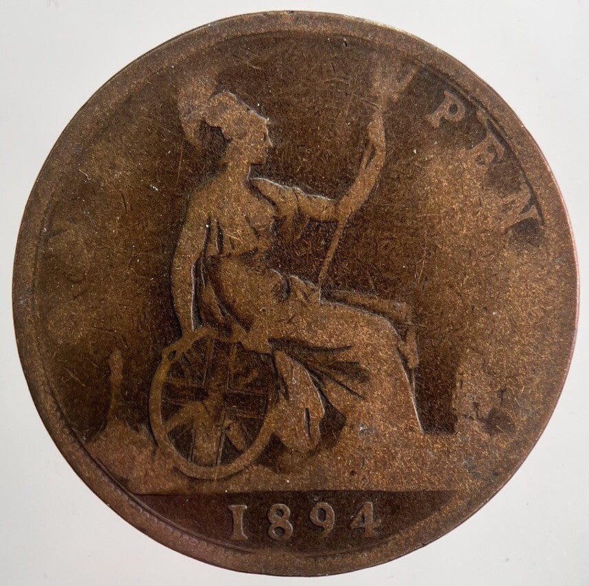 1894 Victoria One Penny Coin | Fair Grade | a5028