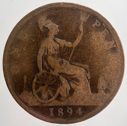 1894 Victoria One Penny Coin | Fair Grade | a5028