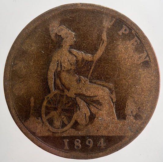 1894 Victoria One Penny Coin | Fair Grade | a5028