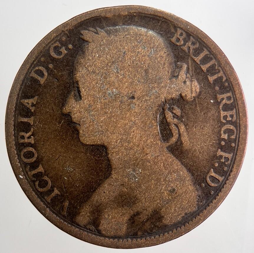 1894 Victoria One Penny Coin | Fair Grade | a5028