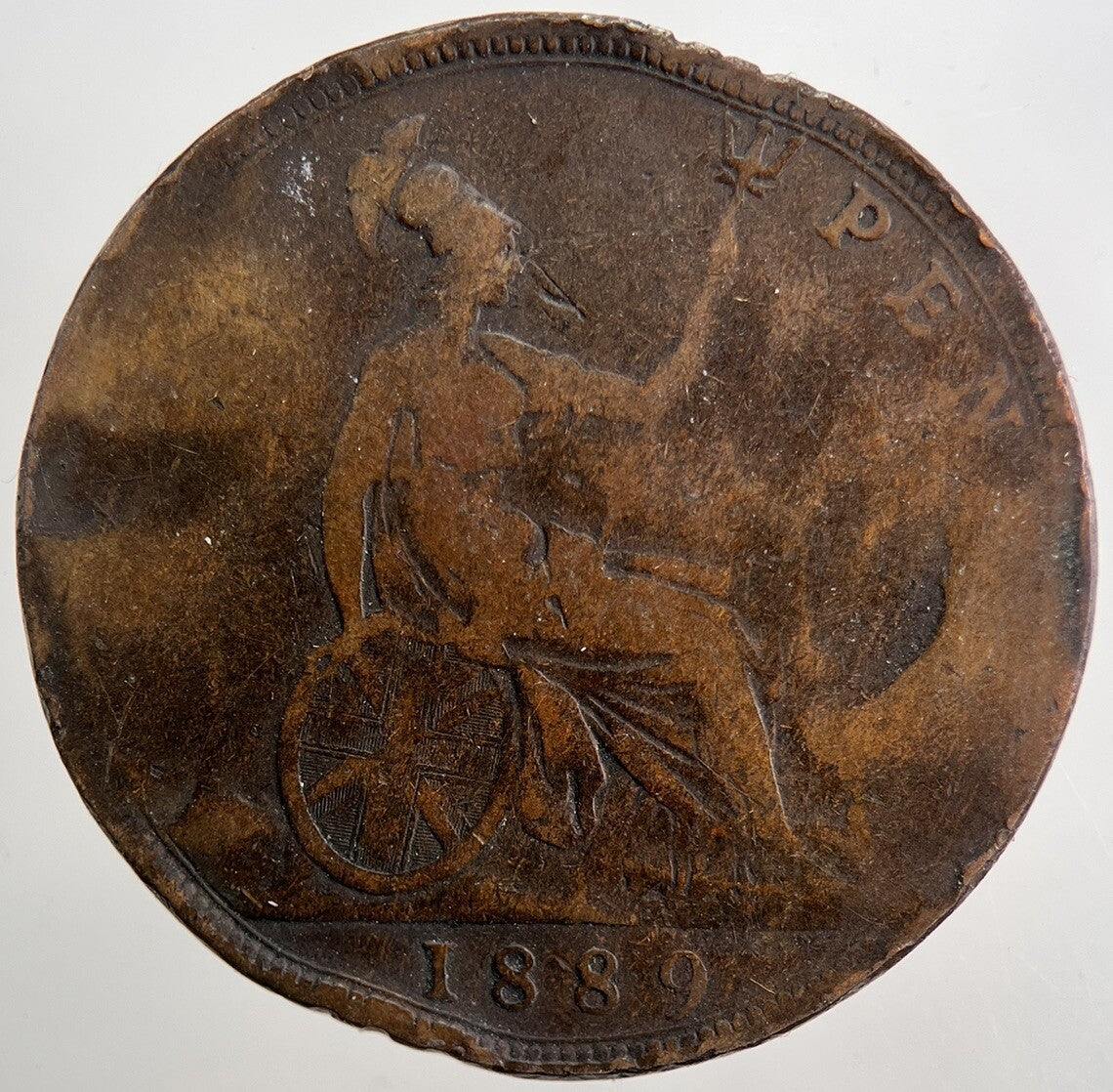 1889 Victoria One Penny Coin | Fair Grade | a5029