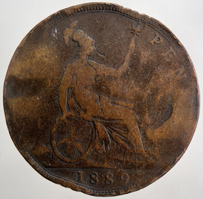 1889 Victoria One Penny Coin | Fair Grade | a5029