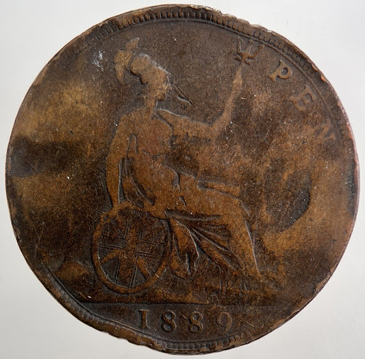 1889 Victoria One Penny Coin | Fair Grade | a5029