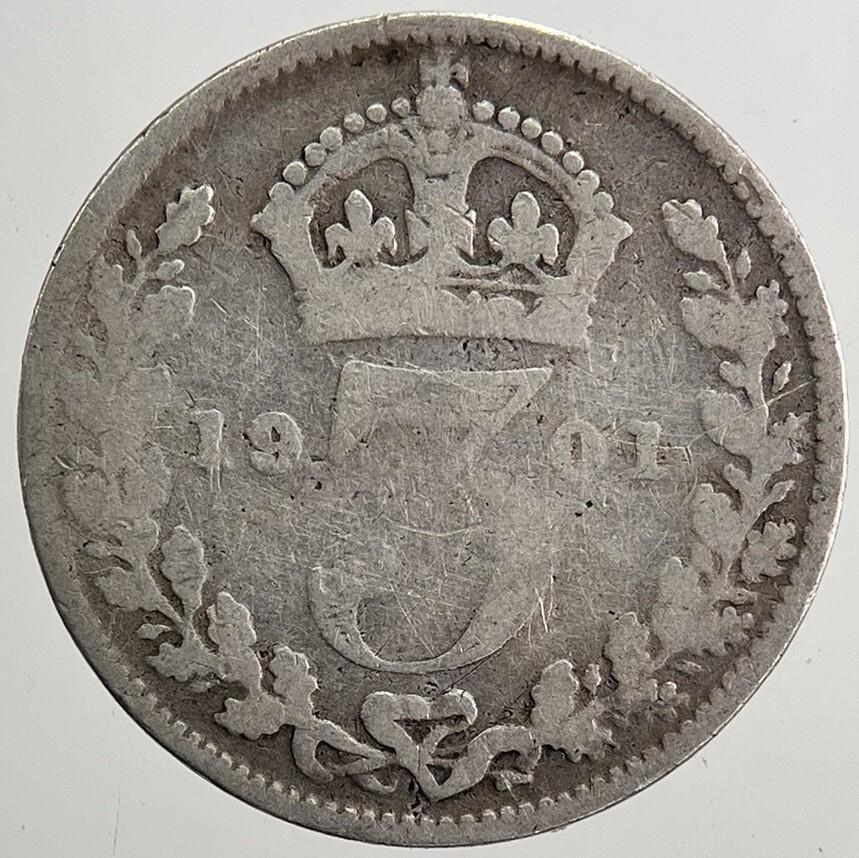 1901 Victoria Threepence Silver Coin | Collectable Grade | a5077