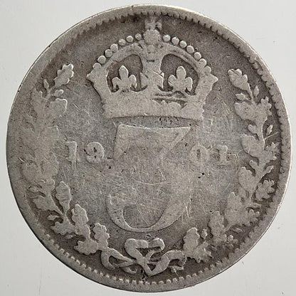 1901 Victoria Threepence Silver Coin | Collectable Grade | a5077