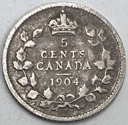 1904 Canada 5 Cents | Canadian Silver Coin | Collectable Grade | a550