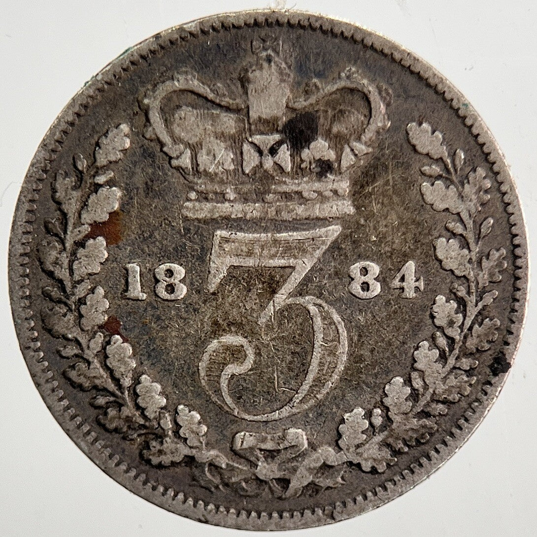 1884 Victoria Threepence Silver Coin | Fine Collectable Grade | a5329