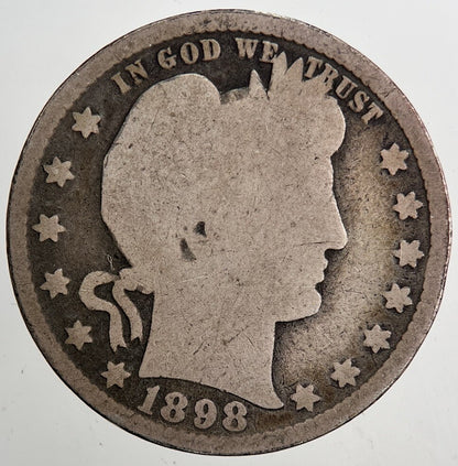 1898 US USA Barber Quarter Silver Coin | Collectable Grade | a5423