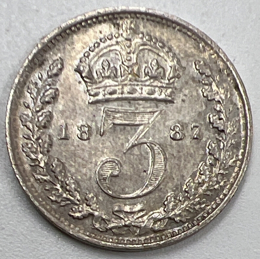 1887 Threepence | British Silver Coin | Queen Victoria | Fine Grade | a546