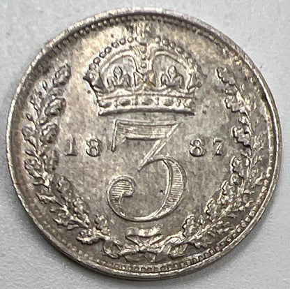 1887 Threepence | British Silver Coin | Queen Victoria | Fine Grade | a546
