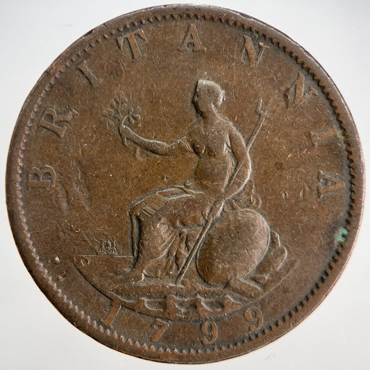 1799 George III Half-Penny | British Coin | Collectable Grade | a1839