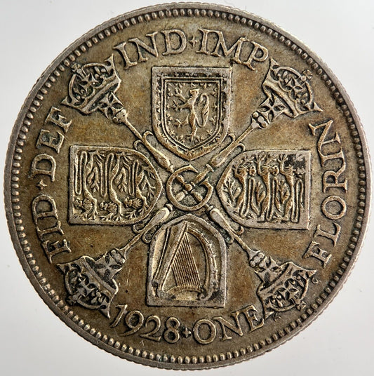 1928 George V Florin British Silver Coin | Very High Grade | a6370
