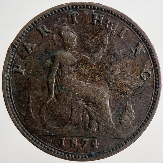 1874-H Victoria Farthing Coin | Fine Collectable Grade | a6790