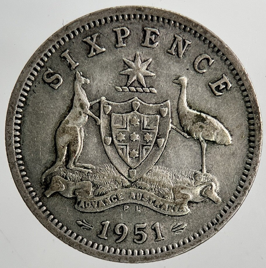 1951 Australia Sixpence Silver Coin | Fine Collectable Grade | a6440